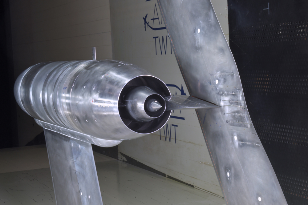 The ARA Dual Stream Jet Propulsion Rig in the ARA Transonic Wind Tunnel.